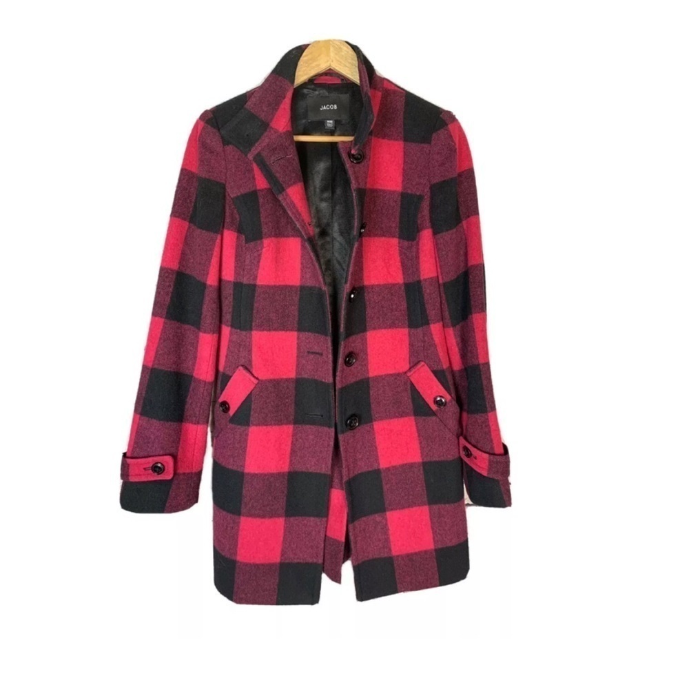 Jacob Pink/Black Buffalo Check Peacoat EUC - Picture 3 of 13